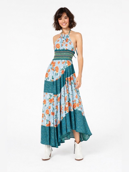 Free People Dresses & Skirts - Free People Intimately Gabriela Patchwork Halter Midi Slip Dress XS